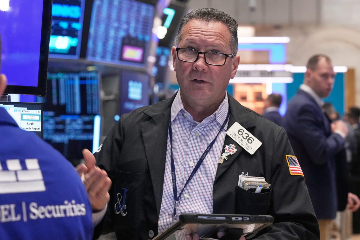 A trader on the floor of the New York Stock Exchange