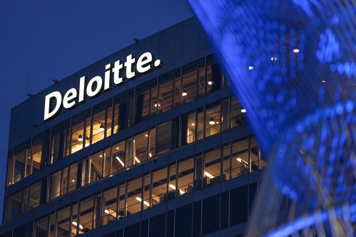 Deloitte name atop its regional headquarters in Washington, D.C.
