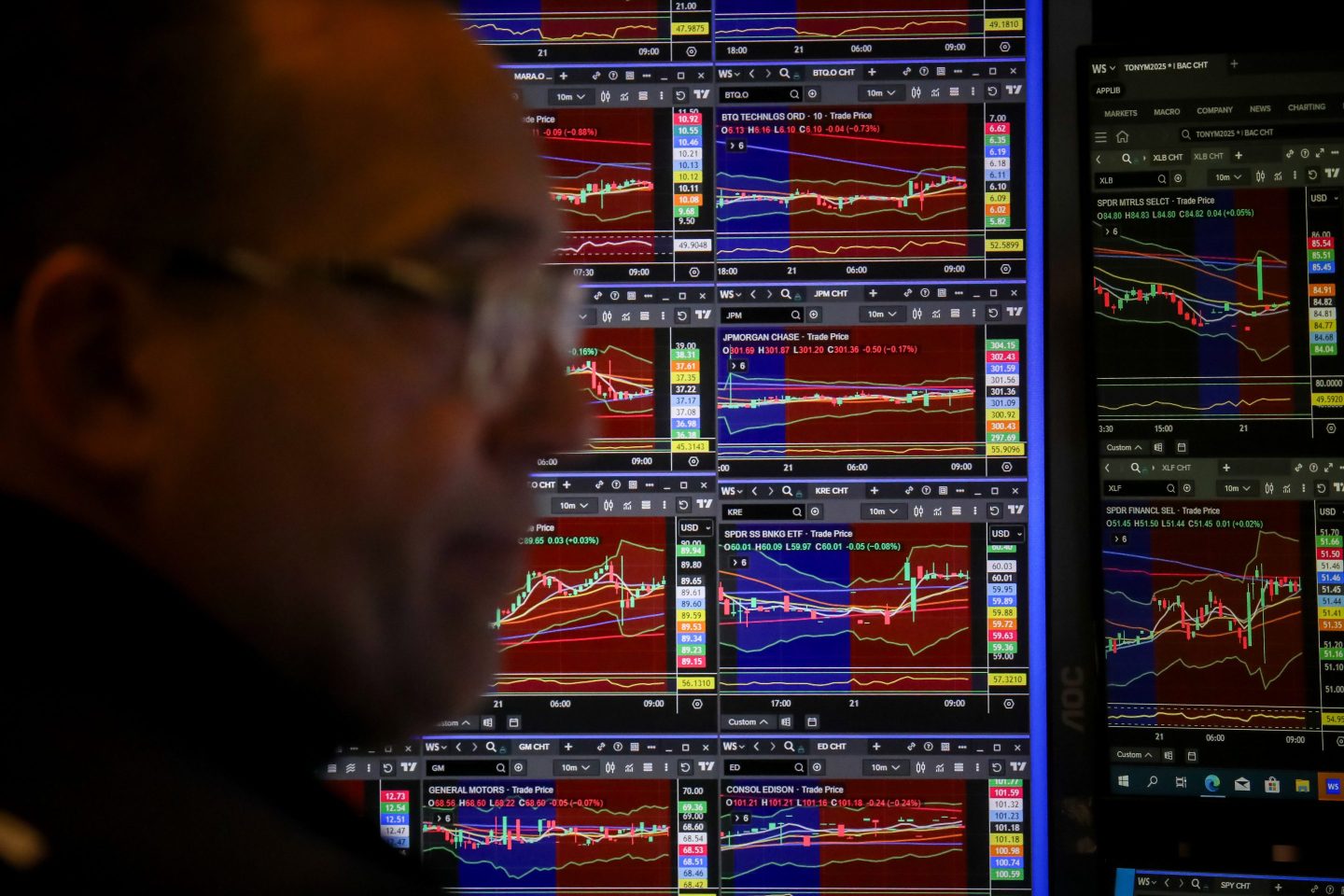 A trader works on the floor of the New York Stock Exchange (NYSE) in New York, US