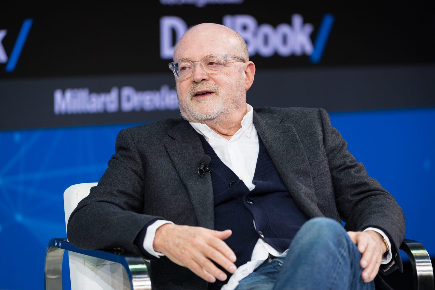 Mickey Drexler speaks on stage
