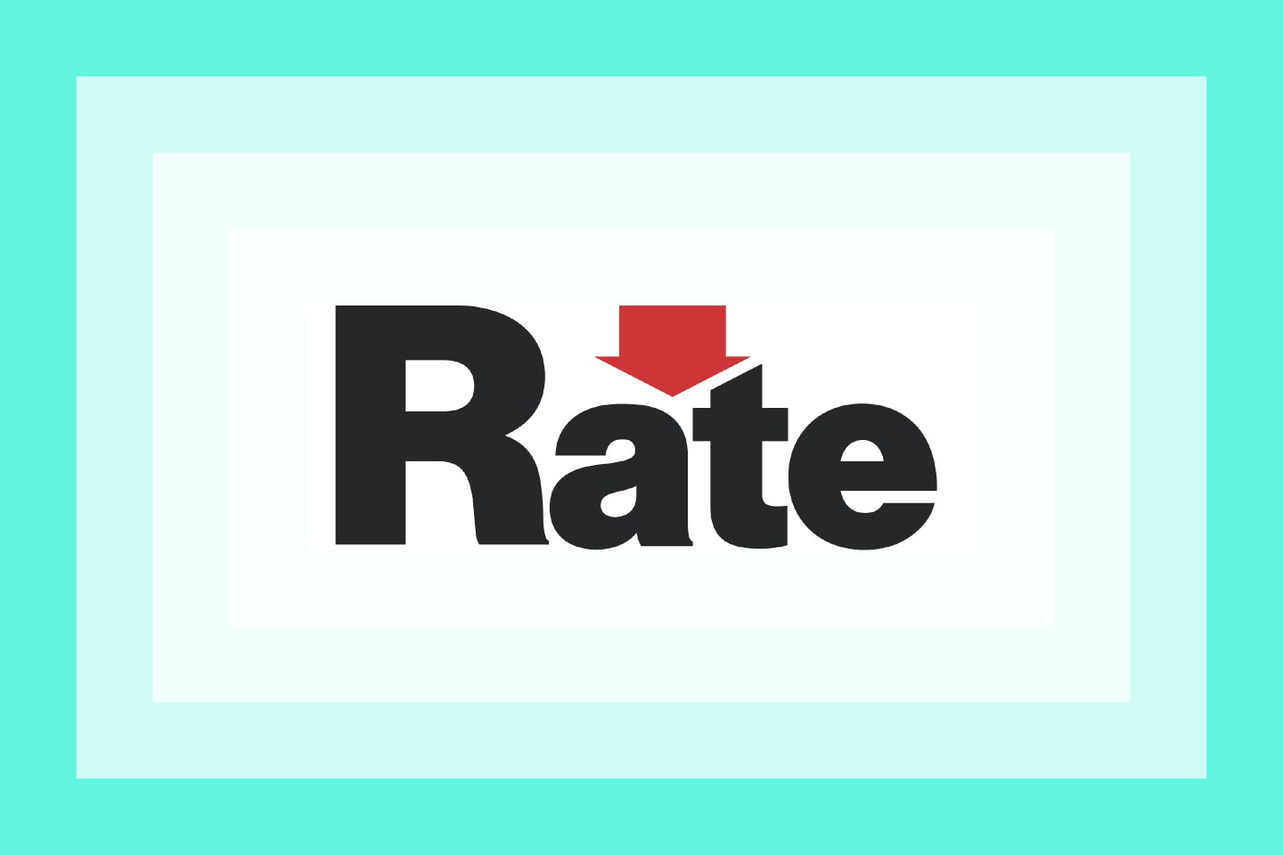The Rate Mortgage logo on a teal layered background.